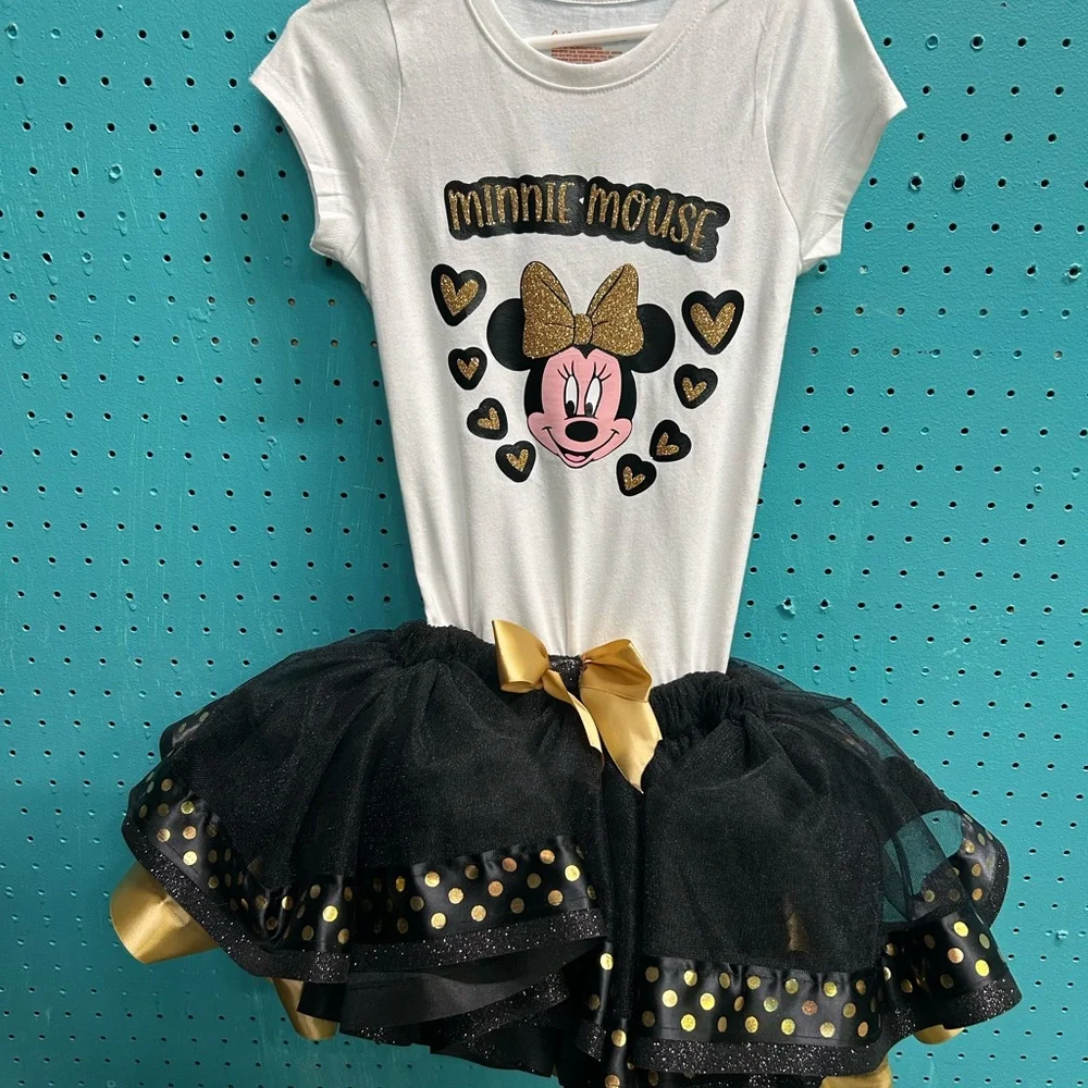 Cat & Jack Minnie Mouse Costume with Gold and Black Tutu Size 4/5